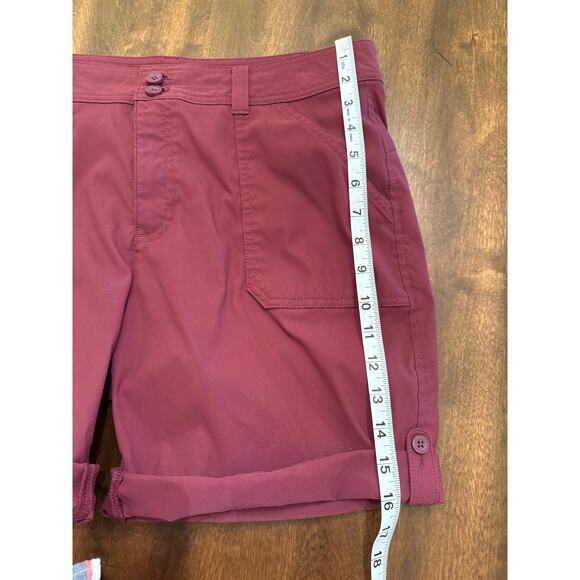 Eddie Bauer Women's Maroon Red Cuffed Athletic Casual Shorts Size 12 - Picture 6 of 8